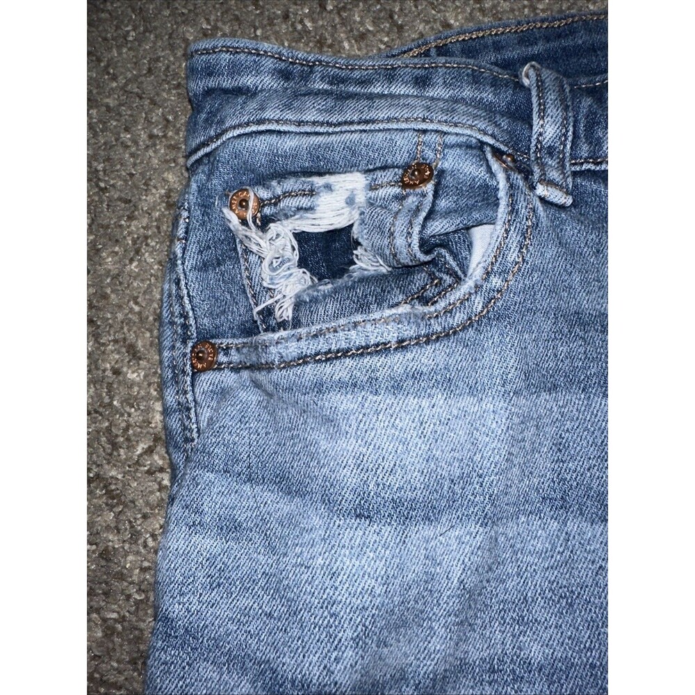 American Eagle Ultra Wide Leg Jeans Size 4 Super High Rise Baggy Distressed - Picture 6 of 10